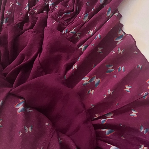 Free People Pretty Dayz 2-Piece Set Magenta Butterfly Print Size M EUC #bohochic - Picture 5 of 7